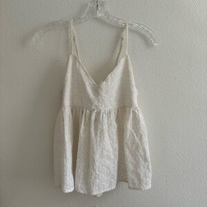 White Eyelet Tank Top with Bow Back